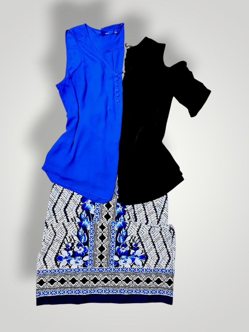 Apt. 9 Black and Royal Blue tops- Large floral maxi -Medium